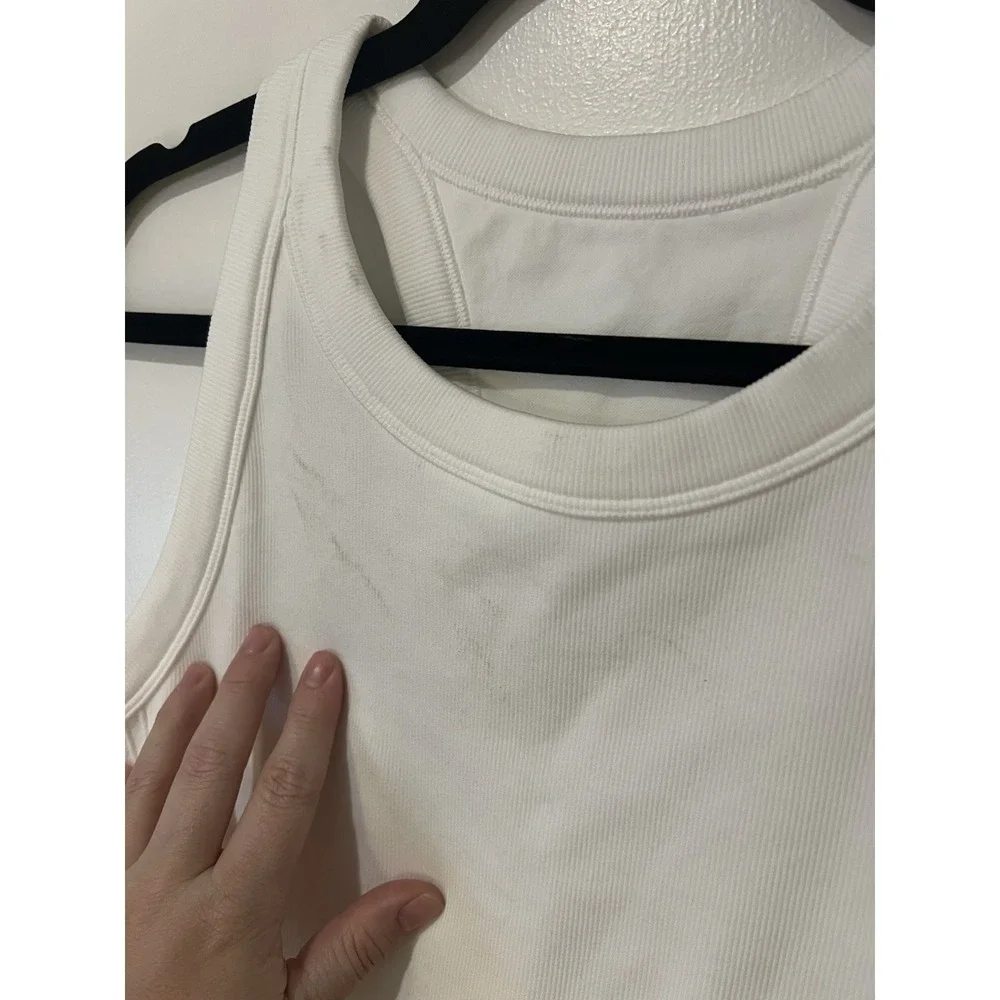 DSG High Neck Brami White Ribbed Crop Tank Low Support XXL New‎ With Tags